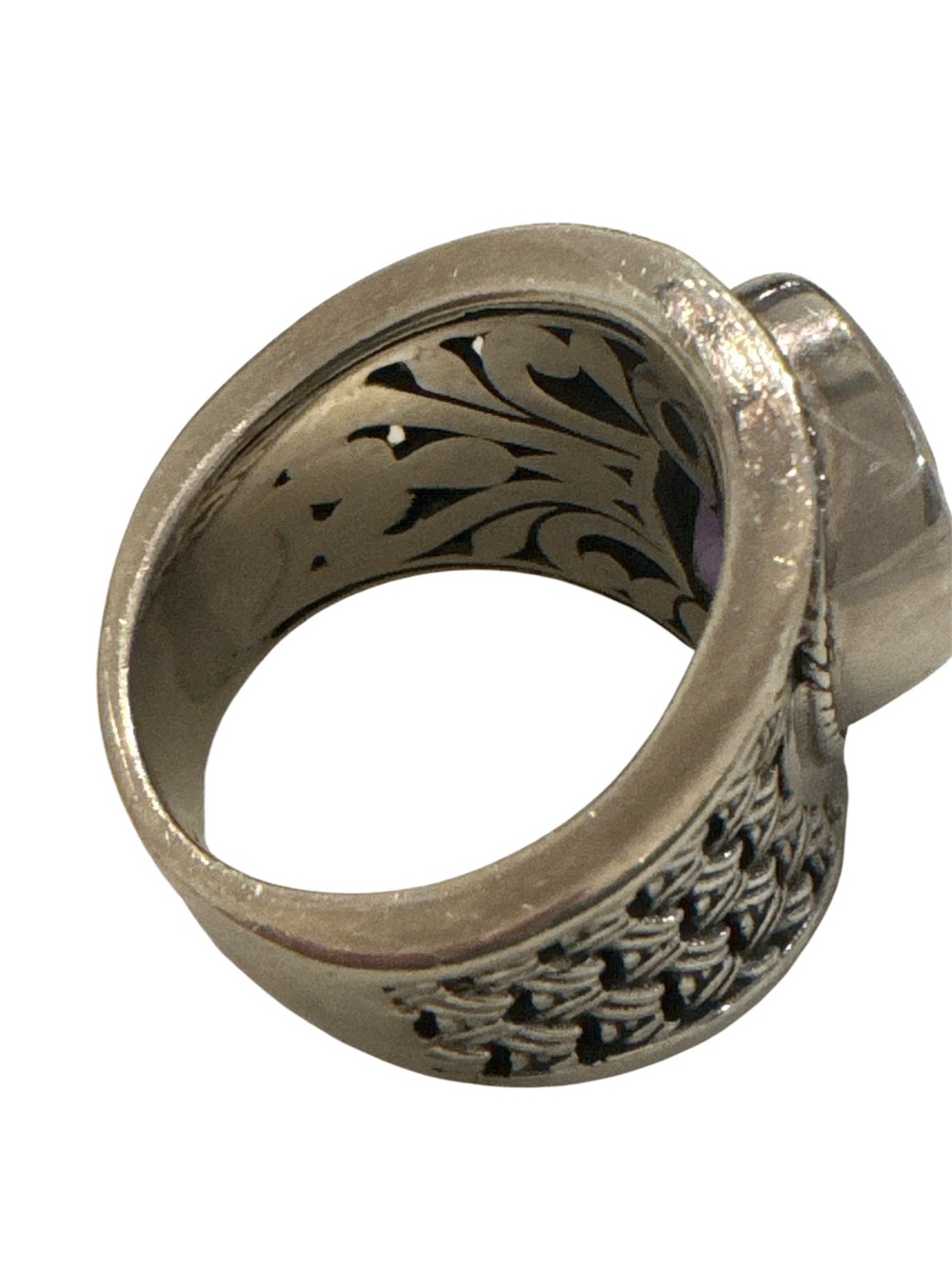 Vintage Samuel Benham Sterling Silver Amethyst Statement Ring - Picture 6 of 7